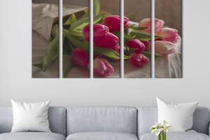 Картина на холсте KIL Art Хрупкие розовые тюльпаны 87x50 см (936-51)