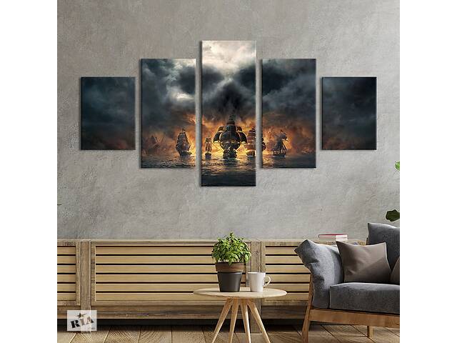 Картина на холсте KIL Art Корабли пиратов 112x54 см (1441-52)