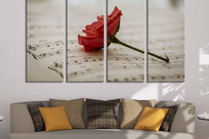 Картина на холсте KIL Art Красная роза и ноты 149x93 см (991-41)