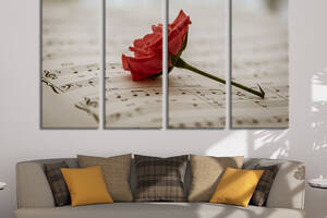 Картина на холсте KIL Art Красная роза и ноты 89x53 см (991-41)