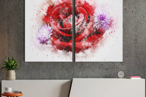 Картина на холсте KIL Art Красная роза и сиреневые хризантемы 165x122 см (849-2)