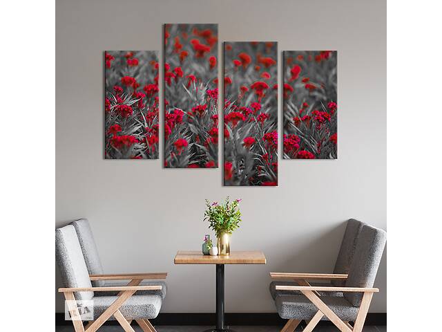 Картина на холсте KIL Art Красные пушистые полевые цветы 89x56 см (922-42)