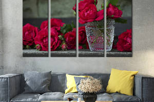 Картина на холсте KIL Art Красные розы и красивая ваза 89x53 см (984-41)