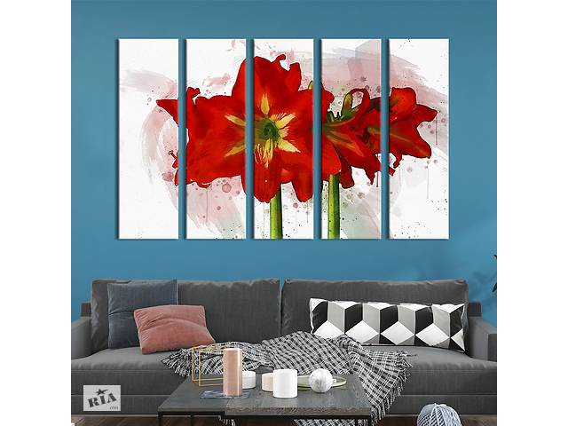 Картина на холсте KIL Art Красные цветы амариллиса 132x80 см (771-51)