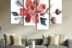 Картина на холсте KIL Art Красный акварельный цветок на белом фоне 129x90 см (809-42)