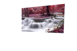 Картина на полотні KIL Art Червоний ліс та водоспад 81x54 см (371)