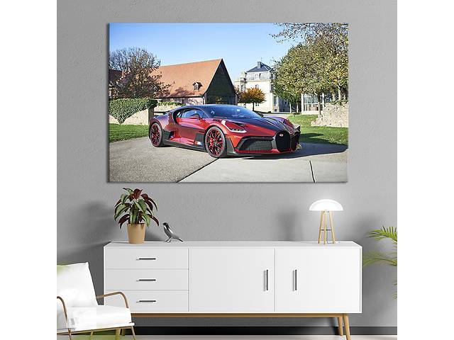 Картина на холсте KIL Art Красный спортивный автомобиль Bugatti Divo 51x34 см (1307-1)