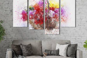 Картина на холсте KIL Art Красочная цветочная корзинка 149x106 см (864-42)