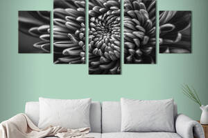 Картина на холсте KIL Art Красивая чёрно-белая хризантема 187x94 см (791-52)
