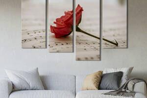 Картина на холсте KIL Art Красивая роза на нотном листе 89x56 см (991-42)