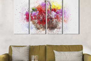 Картина на холсте KIL Art Красивая цветочная корзина 209x133 см (864-41)