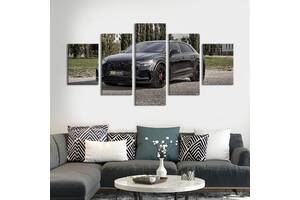 Картина на холсте KIL Art Красивое чёрное авто Audi RS Q8 162x80 см (1376-52)