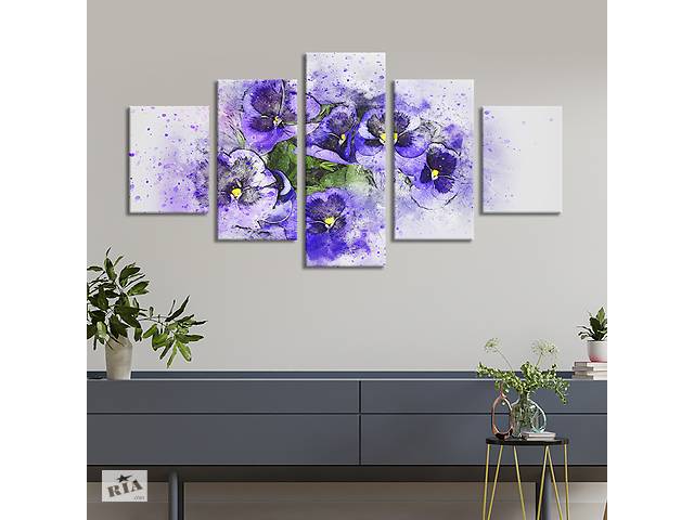 Картина на холсте KIL Art Красивые фиолетовые фиалки 112x54 см (820-52)
