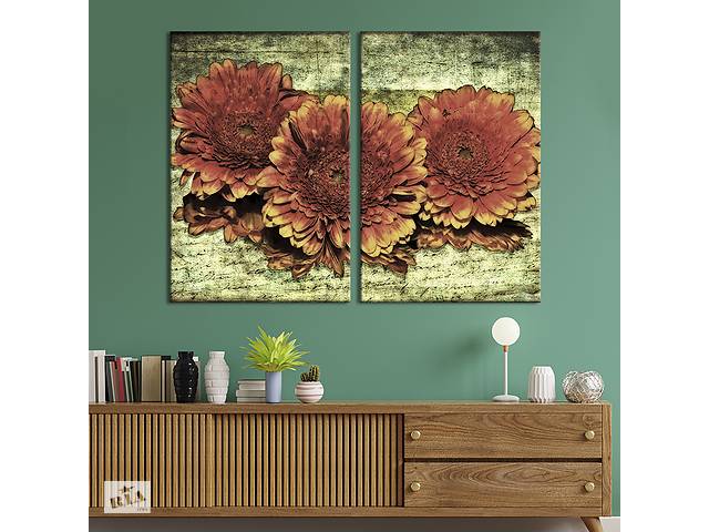 Картина на холсте KIL Art Красивые коричневые хризантемы 111x81 см (846-2)