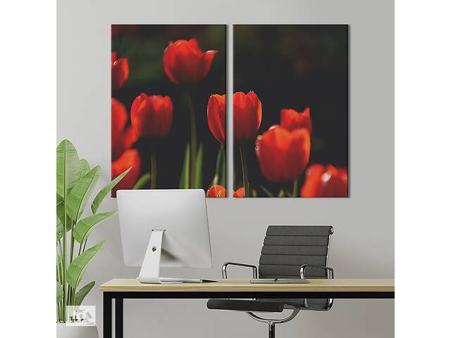 Картина на холсте KIL Art Красивые красные тюльпаны 111x81 см (908-2)
