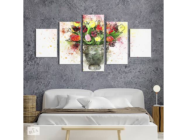 Картина на холсте KIL Art Красивые разноцветные тюльпаны 187x94 см (819-52)