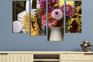 Картина на холсте KIL Art Красивые садовые цветы в вазе 89x56 см (837-42)