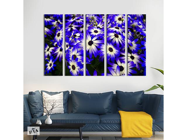 Картина на холсте KIL Art Красивые сине-белые цветы 132x80 см (938-51)
