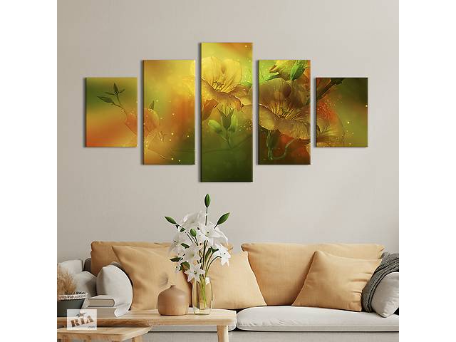Картина на холсте KIL Art Красивые тропические цветы 112x54 см (803-52)