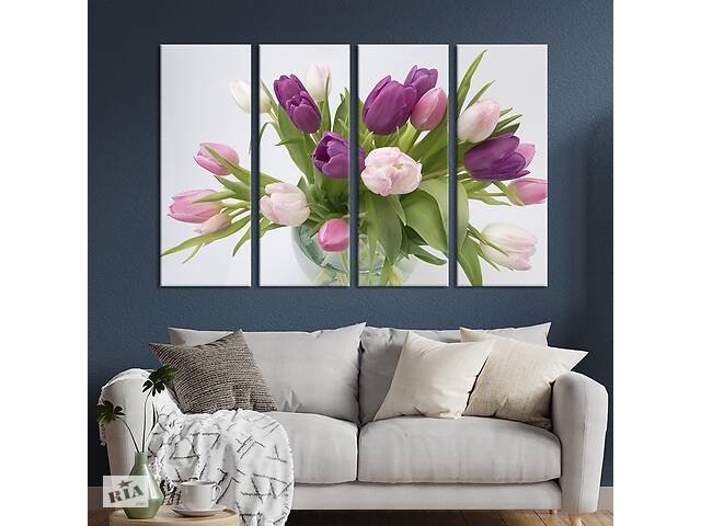Картина на холсте KIL Art Красивые тюльпаны в вазе 149x93 см (1002-41)