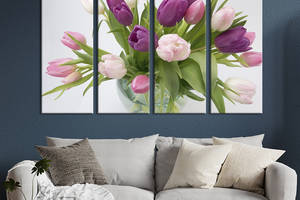 Картина на холсте KIL Art Красивые тюльпаны в вазе 89x53 см (1002-41)