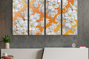 Картина на холсте KIL Art Красивый белый цветочный узор 149x93 см (848-41)