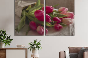Картина на холсте KIL Art Красивый букет розовых тюльпанов 71x51 см (936-2)