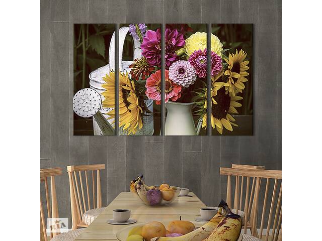 Картина на холсте KIL Art Красивый букет садовых цветов 209x133 см (837-41)