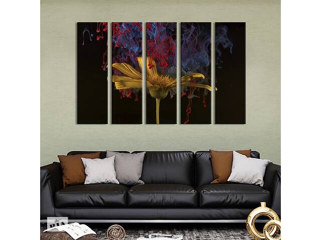 Картина на холсте KIL Art Красивый цветок и абстракция из красок 87x50 см (834-51)