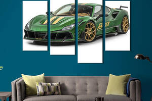 Картина на холсте KIL Art Крутая зелёная Ferrari F8 Tributo 129x90 см (1349-42)