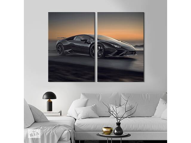 Картина на холсте KIL Art Lamborghini Huracan EVO на побережье 165x122 см (1371-2)