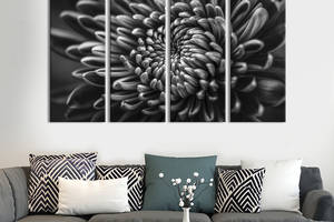 Картина на холсте KIL Art Лепестки чёрно-белой хризантемы 209x133 см (791-41)