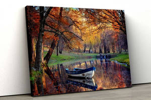 Картина на холсте KIL Art Лодка на осеннем пруду 122x81 см (364)