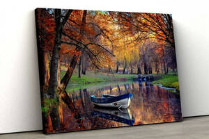 Картина на холсте KIL Art Лодка на осеннем пруду 81x54 см (364)