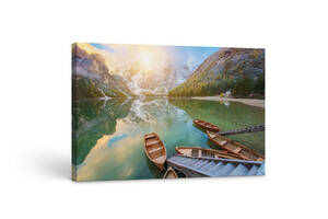 Картина на холсте KIL Art Лодки и горный пейзаж 81x54 см (388)