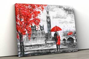 Картина на полотні KIL Art Лондон та червоне дерево 122x81 см (61)