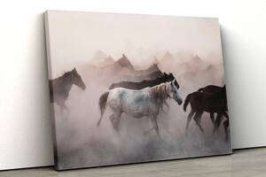Картина на холсте KIL Art Лошади в тумане 122x81 см (97)