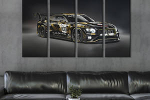 Картина на холсте KIL Art Люксовый чёрно-золотой Bentley Continental 209x133 см (1260-41)