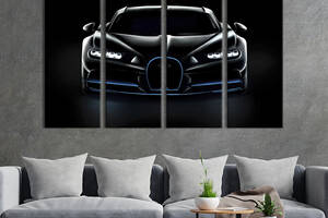 Картина на холсте KIL Art Люксовый чёрный Bugatti Chiron 149x93 см (1305-41)