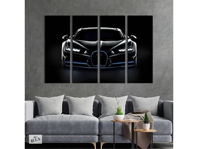 Картина на холсте KIL Art Люксовый чёрный Bugatti Chiron 149x93 см (1305-41)
