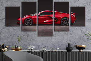 Картина на холсте KIL Art Люксовый красный Chevrolet Corvette 162x80 см (1261-52)