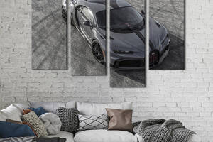 Картина на холсте KIL Art Люксовый серый автомобиль Bugatti Chiron Pur Sport 129x90 см (1297-42)