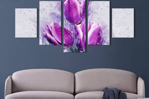 Картина на холсте KIL Art Манящие фиолетовые тюльпаны 162x80 см (861-52)