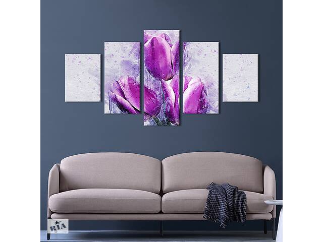 Картина на холсте KIL Art Манящие фиолетовые тюльпаны 187x94 см (861-52)