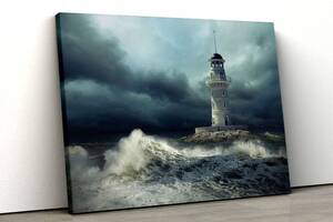 Картина на полотні KIL Art Маяк та шторм 81x54 см (70)