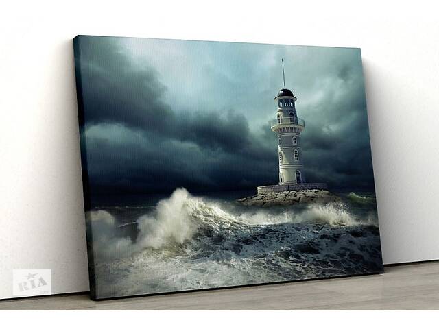 Картина на холсте KIL Art Маяк и шторм 81x54 см (70)