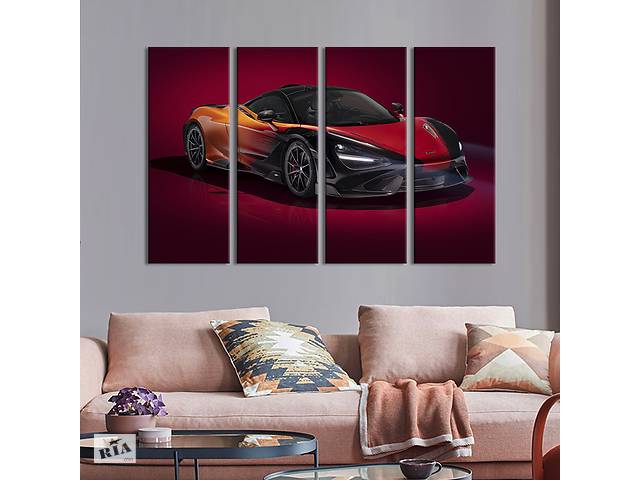 Картина на холсте KIL Art Модный цветной спорткар McLaren 765LT 89x53 см (1389-41)