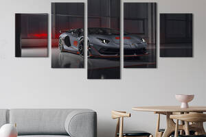 Картина на холсте KIL Art Мощный серый Lamborghini 187x94 см (1263-52)