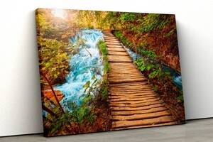 Картина на полотні KIL Art Міст над водоспадом 81x54 см (321)