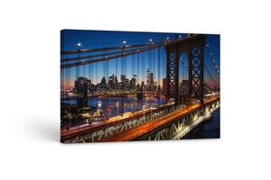 Картина на холсте KIL Art Мост и ночной Нью-Йорк 81x54 см (300)
